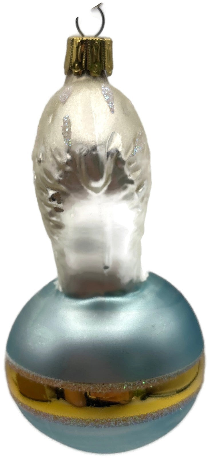 Christopher Radko Polar Bear Blue Ball Glass Christmas Tree Ornament 92 184 07