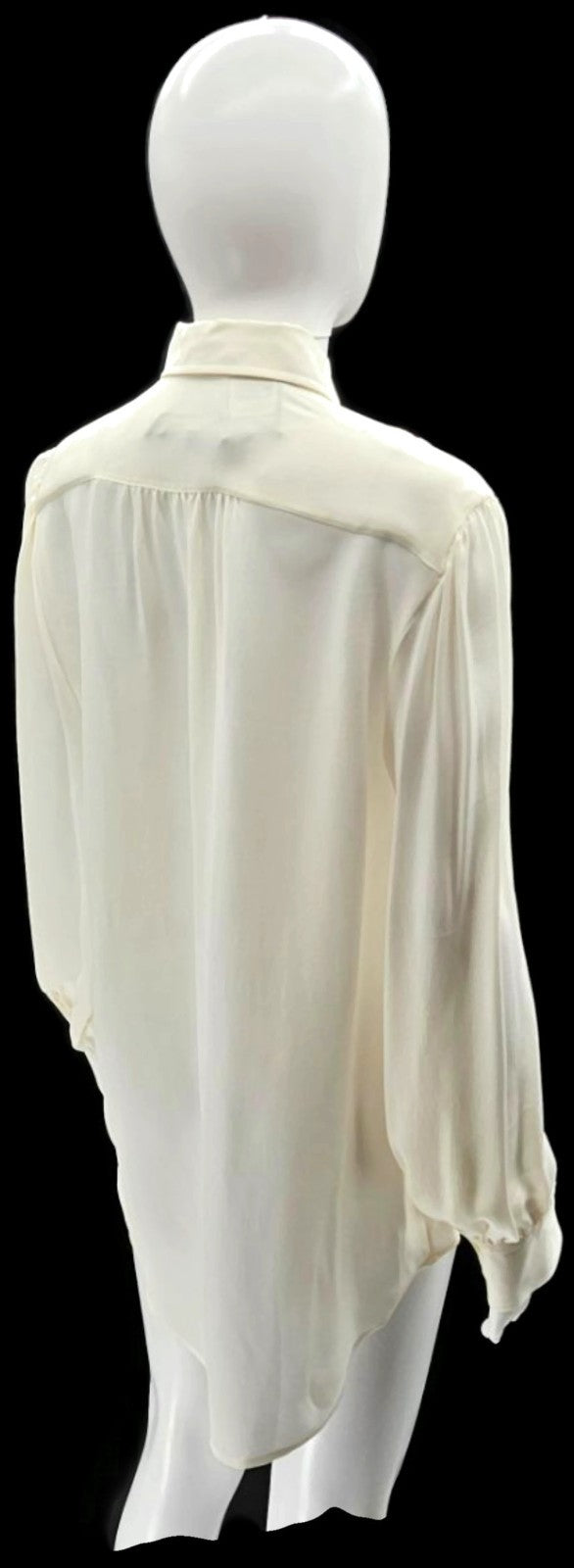 Polo Ralph Lauren Cream 100% Silk Hidden Button Collared Blouse Size 85