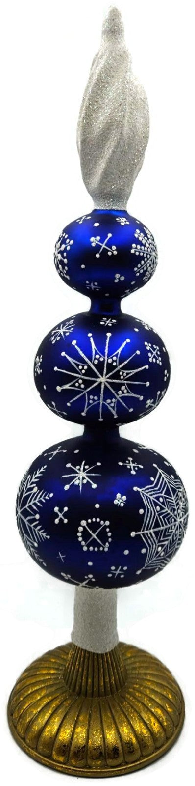 Patricia Breen Blizzard Finial 3 Ball Cobalt Blue Christmas Tree Topper 95821