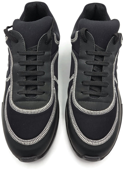 Chanel CC Low Top Sneakers Black Leather Platform Athletic Shoes Women Size 40.51