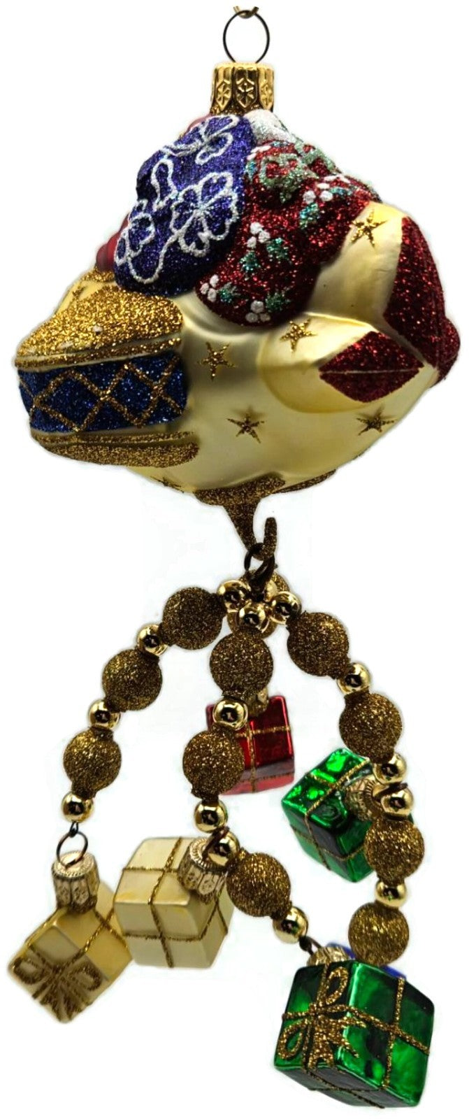 Patricia Breen Santa du Ciel Plane Gifts Gold 2 Part Christmas Ornament 2100NM7