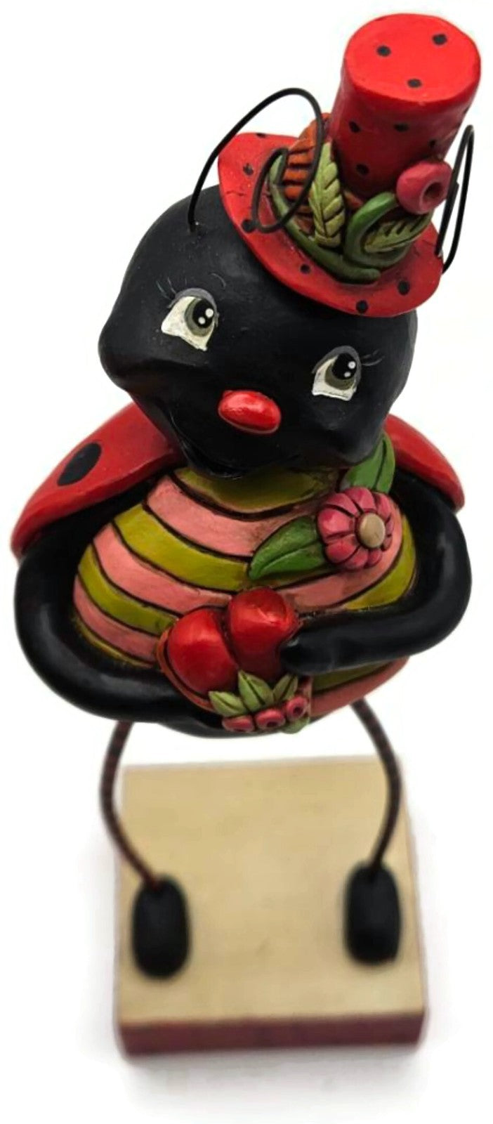 Janell Berryman Hugs and Kisses Pumpkinseeds Folk Art Enesco Ladybug Figurine1