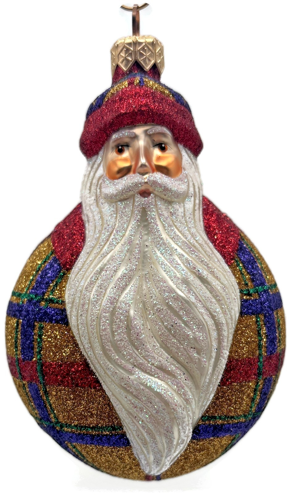 Patricia Breen Santa Du Monde Plaid Red Gold Christmas Tree Ornament CATZ 21310