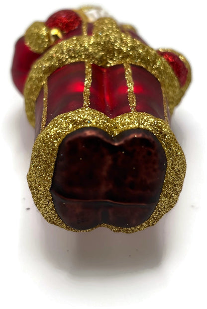 Patricia Breen Ring in the New Red Santa Gold Striped Christmas Ornament 97349