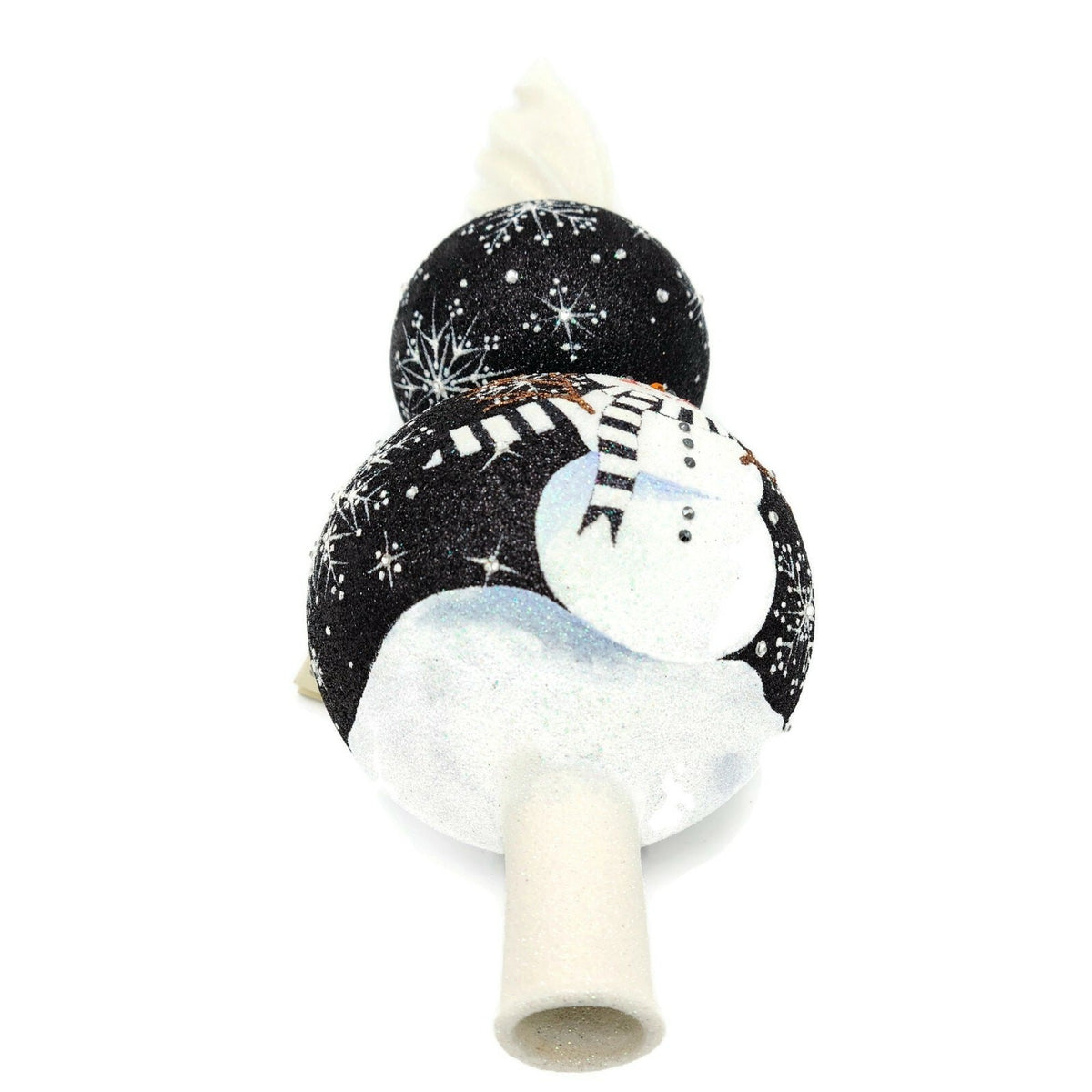 Patricia Breen Snowman Finial Black Snowflakes Stripe Christmas Tree Topper 95815