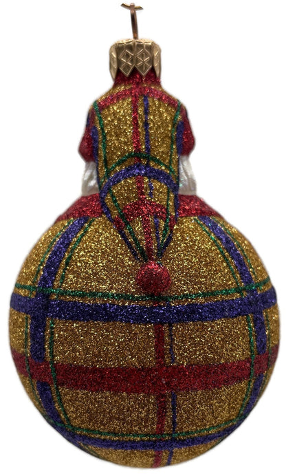 Patricia Breen Santa Du Monde Plaid Red Gold Christmas Tree Ornament CATZ 21314