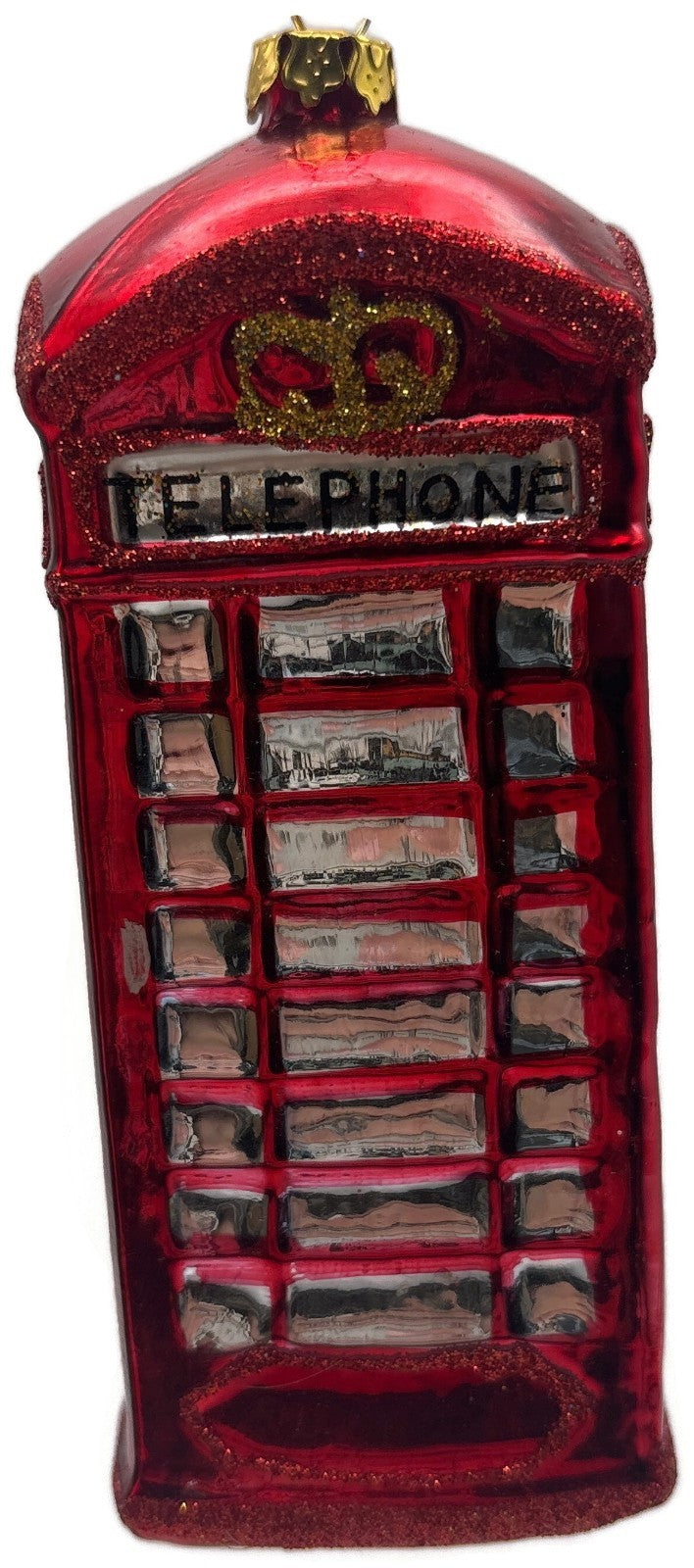 Christopher Radko London Calling Red Telephone Booth Glass Christmas Ornament7