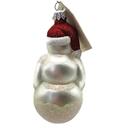 Patricia Breen Snowman Santa Matte Pearl White Red Glass Christmas Ornament 97455