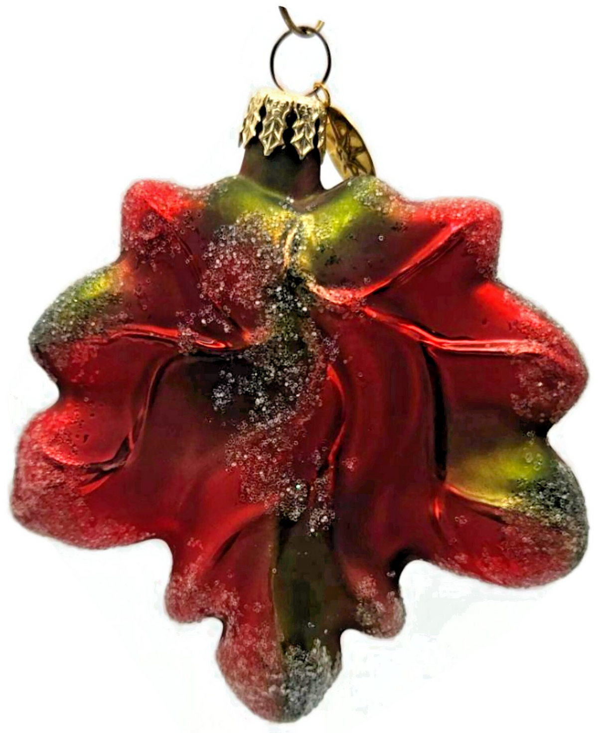 Christopher Radko Mini Maple Frost Red Yellow Leaf Christmas Ornament 98-148-00