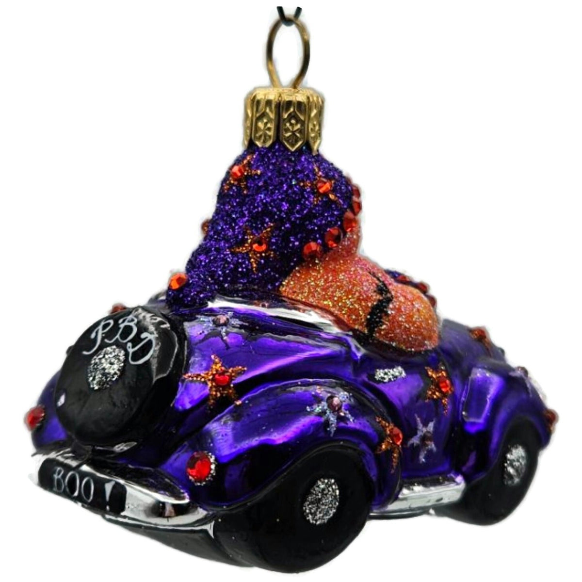 Patricia Breen Snow Mobile Purple Jack o Lantern Glass Halloween Ornament 24764
