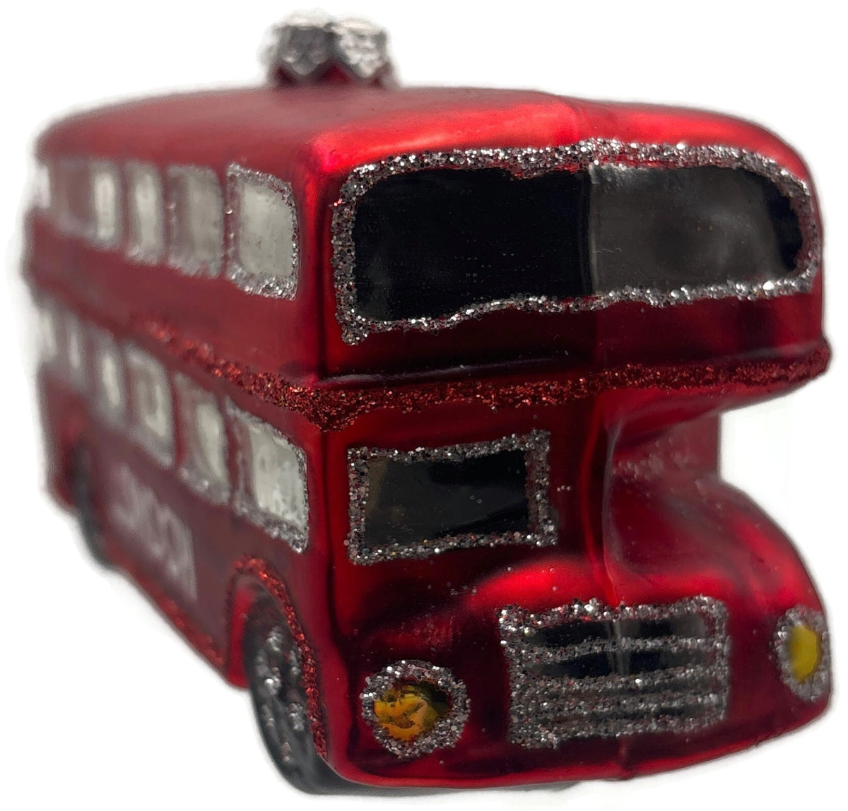 St Nicholas Square London Double Decker Bus Red Glass Christmas Ornament6