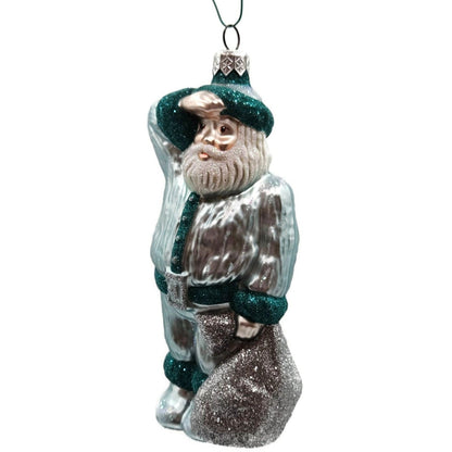 Patricia Breen A Santa for Thomas Turquoise Silver Bag Christmas Ornament 97413