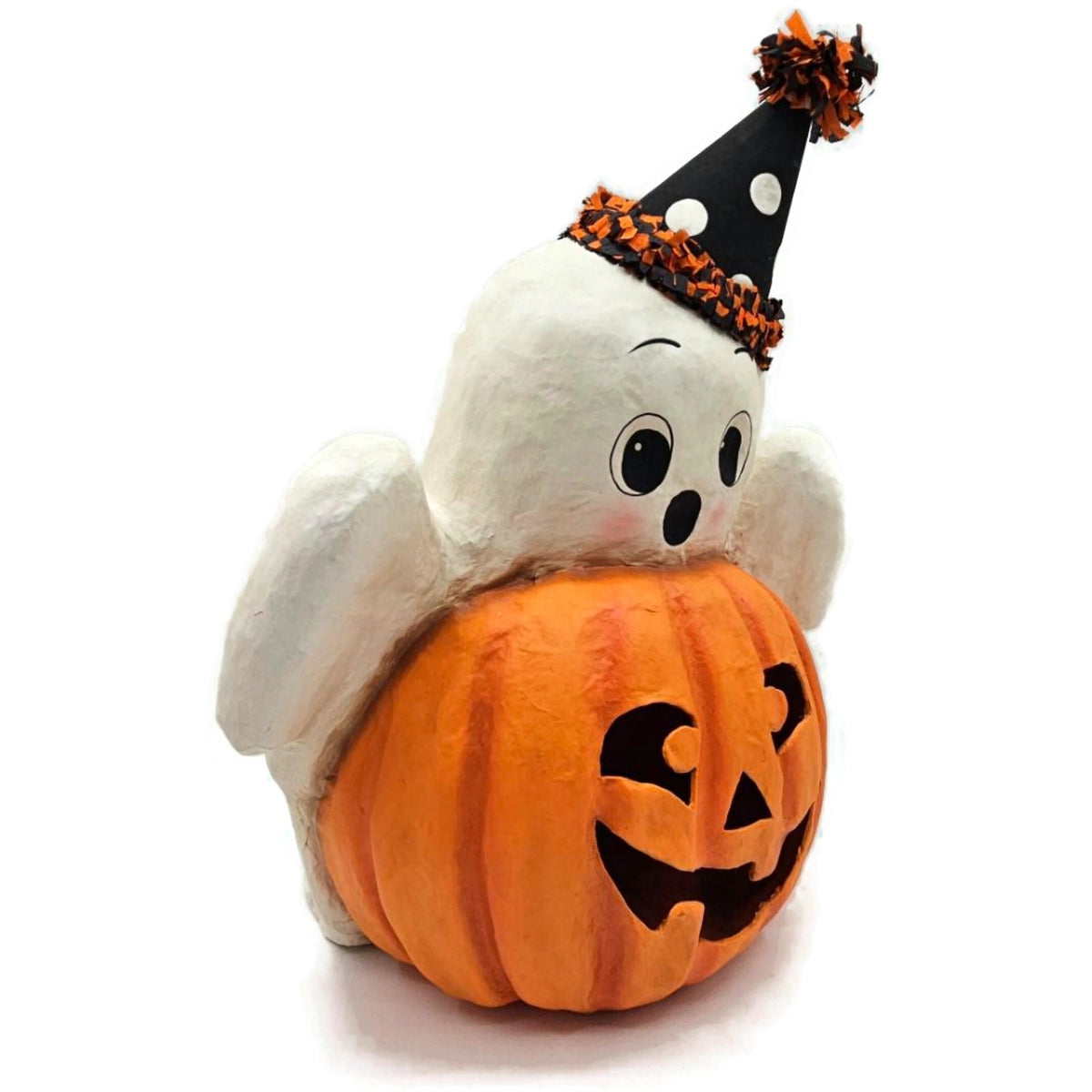 Bethany Lowe Ghost Boo Jack o lantern Halloween Paper Mache Table Top Decor1