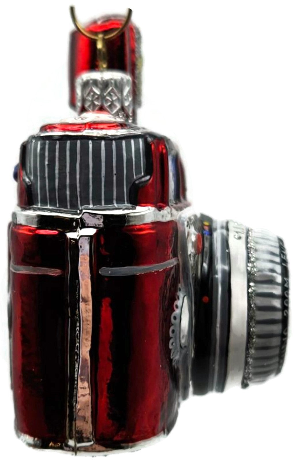Vintage Style Glass Camera Red Sparkle Glitter Hand Painted Christmas Ornament8