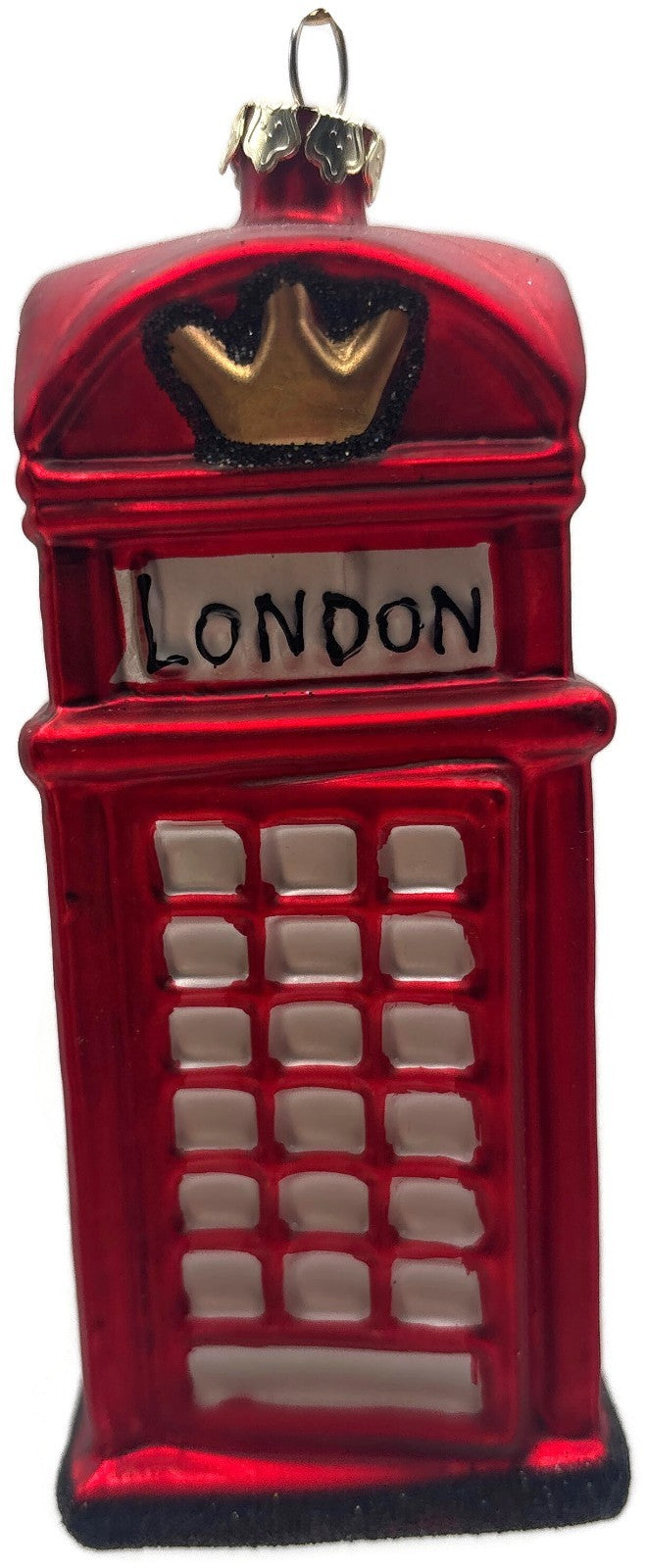 London Red Telephone Booth Crown Union Jack Glass Christmas Ornament England UK5