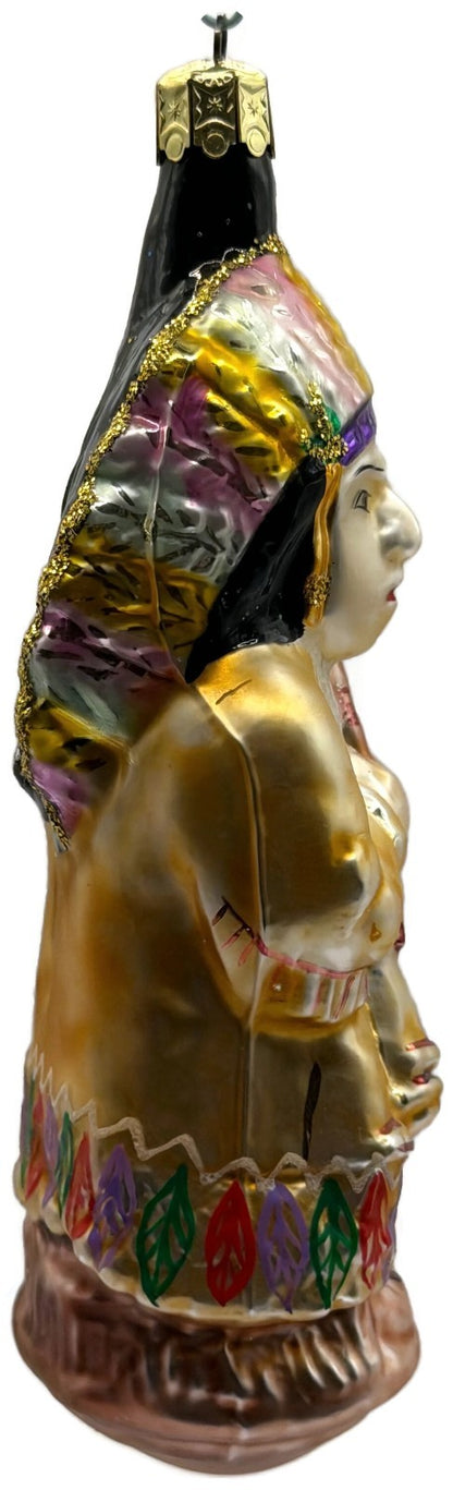 Christopher Radko Sitting Bull Indian Chief Glass Christmas Ornament 91 107 09