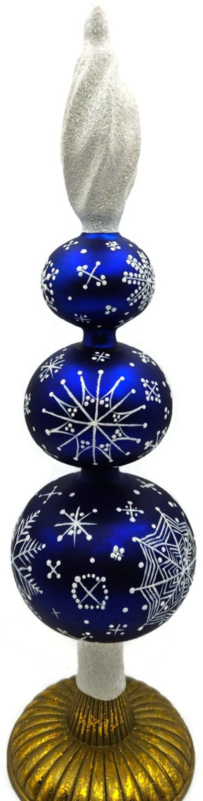 Patricia Breen Blizzard Finial 3 Ball Cobalt Blue Christmas Tree Topper 95822