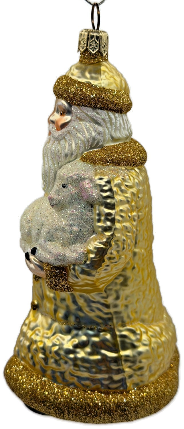 Patricia Breen Lost And Found Gold Santa Lamb Glass Christmas Tree Ornament 20225
