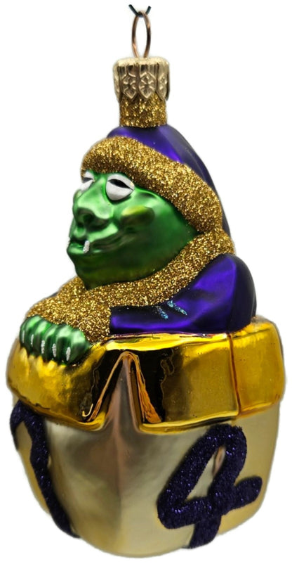 Patricia Breen Mmmonster Present Purple Gold Green Glass Christmas Ornament 99202