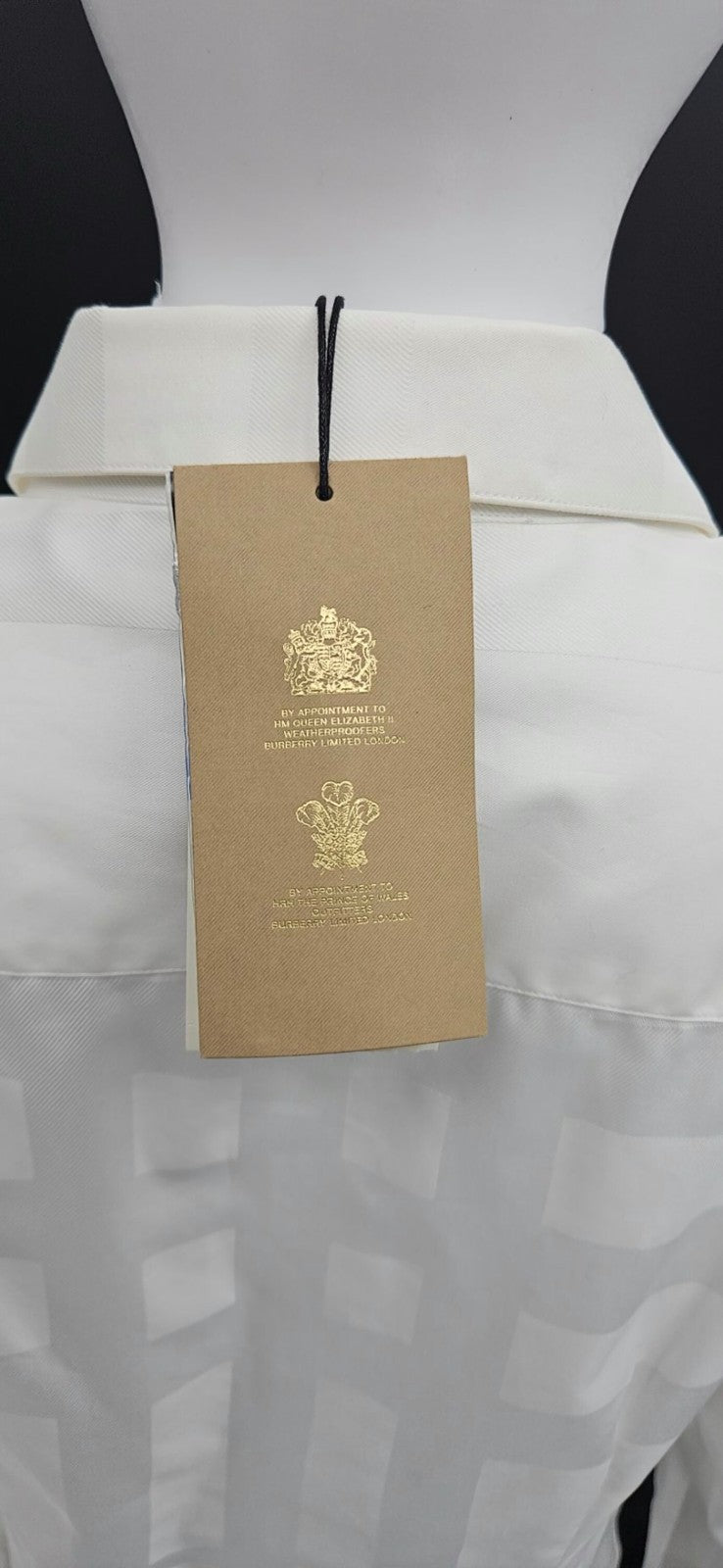 Burberry London White Tonal Check Button Front Shirt Women's Size 8 NWT9