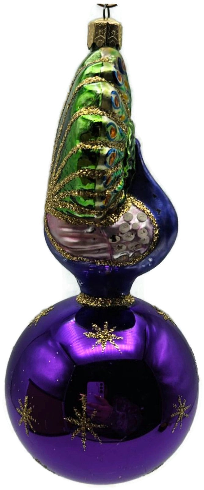 Christopher Radko Celestial Peacock Purple Ball Star Christmas Ornament 90-076-23