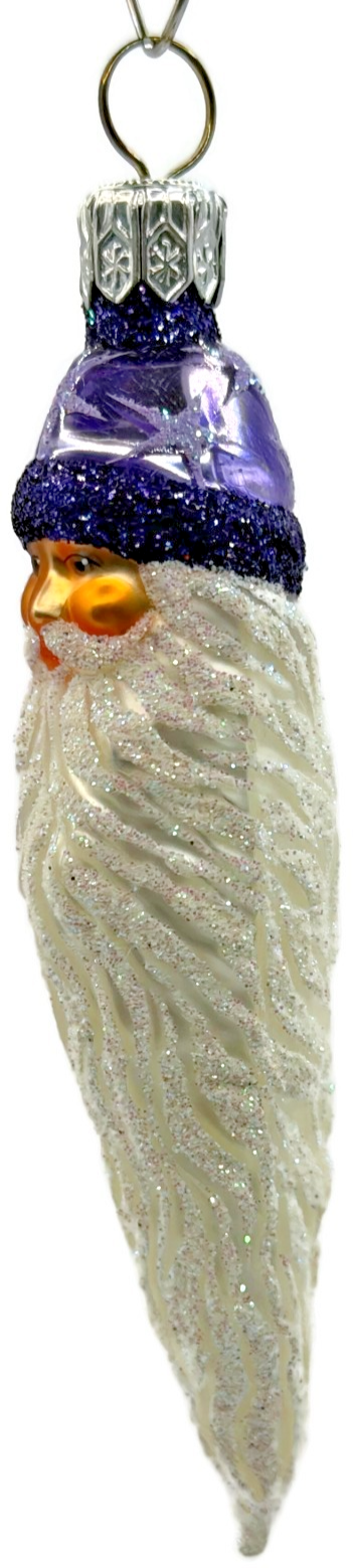 Patricia Breen Stocking Cap Santa Head Purple Stars Christmas Tree Ornament 23547