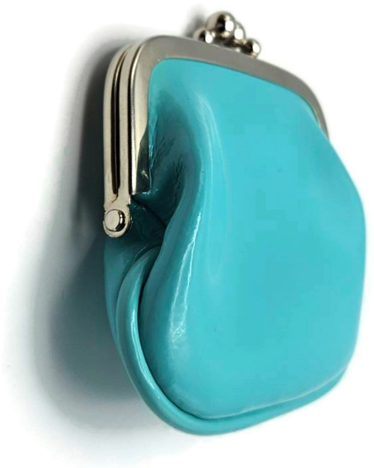 TIFFANY & CO Tiffany Blue Patent Leather Kiss Lock Coin Purse Wallet Pouch Box2