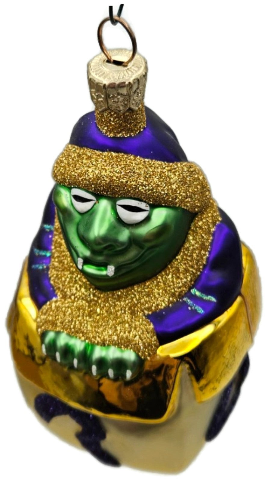Patricia Breen Mmmonster Present Purple Gold Green Glass Christmas Ornament 99203