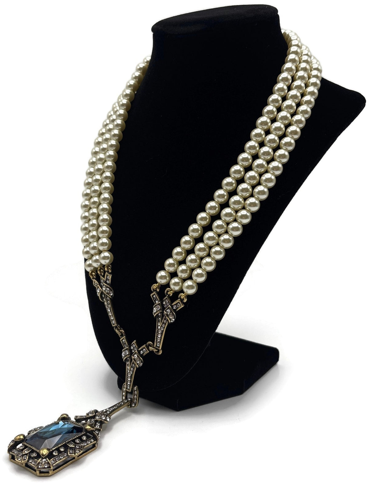 Heidi Daus Green With Envy Montana Blue Crystal 4 Strand Pearl-Look Necklace2