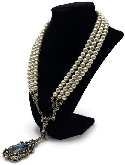 Heidi Daus Green With Envy Montana Blue Crystal 4 Strand Pearl-Look Necklace2