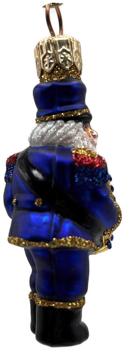 Patricia Breen Drummer Santa Claus Blue Gold Musical Christmas Ornament 21452