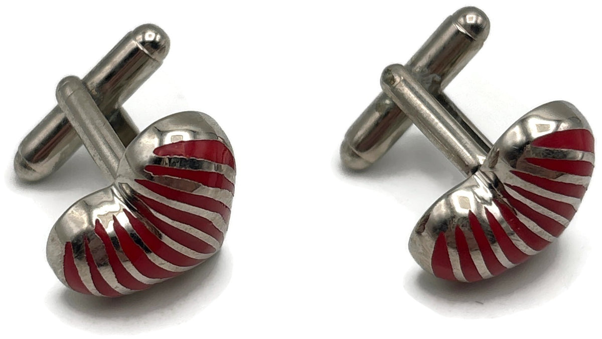 Paul Smith Heart Stripe Red Enamel Silver Tone Cufflinks Men's Signed1