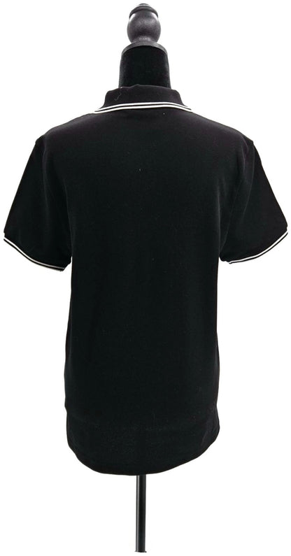 Moncler Men's Black Polo Shirt Size S Logo Tricolor Trim NWT F10918A70600 8455615