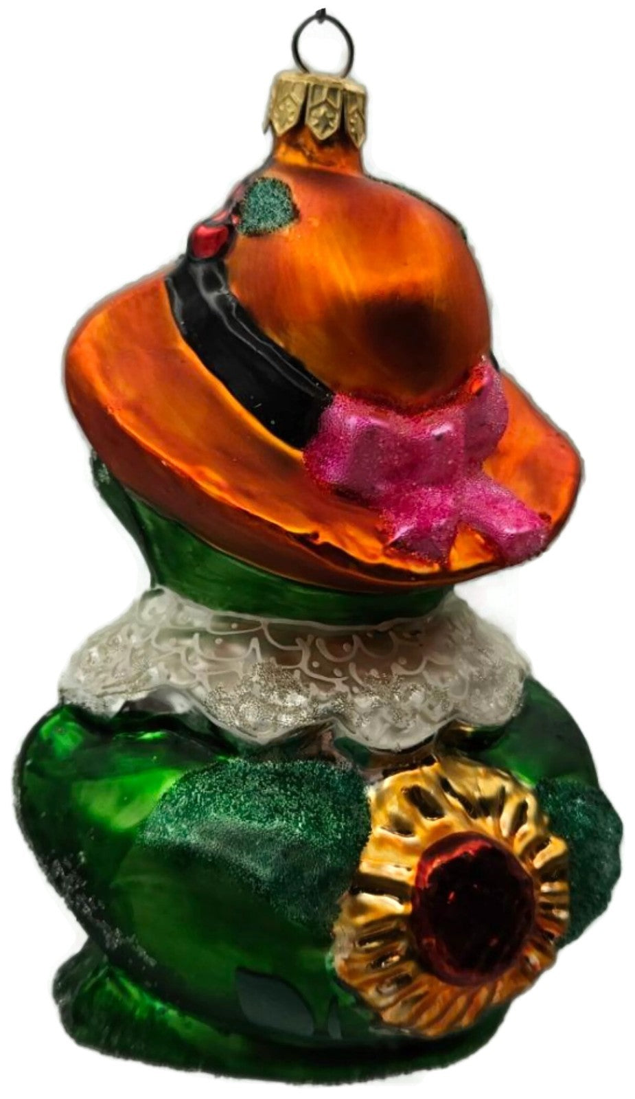 Christopher Radko Lillie Mae Green Frog Easter Glass Ornament 1997 97-228-03