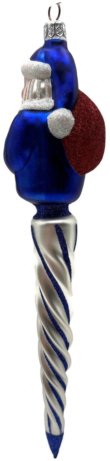 Patricia Breen Spiraling Santa Claus Blue White Christmas Drop Ornament 96465