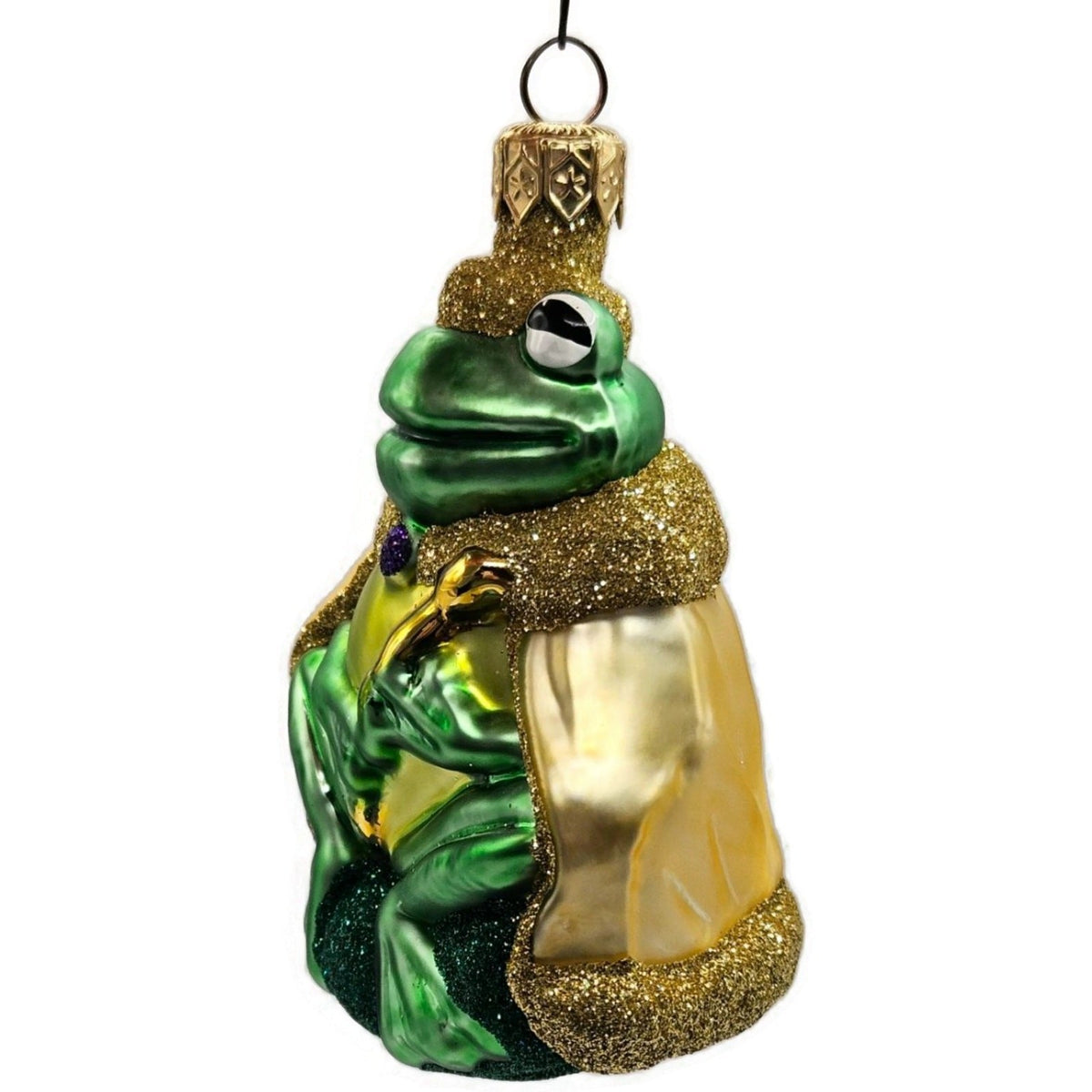 Patricia Breen Frog King Shiny Gold Crown And Stem Glass Christmas Ornament 97144