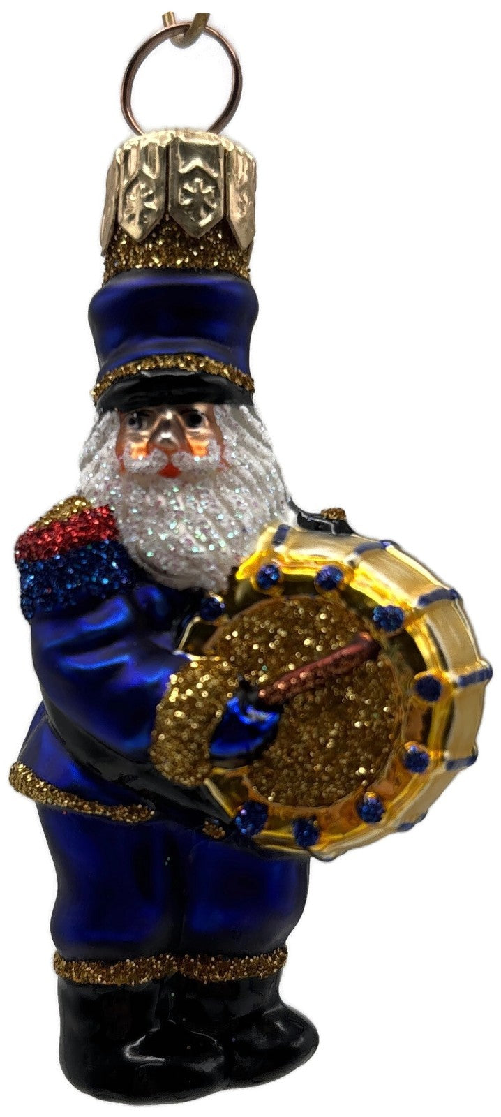Patricia Breen Drummer Santa Claus Blue Gold Musical Christmas Ornament 21450