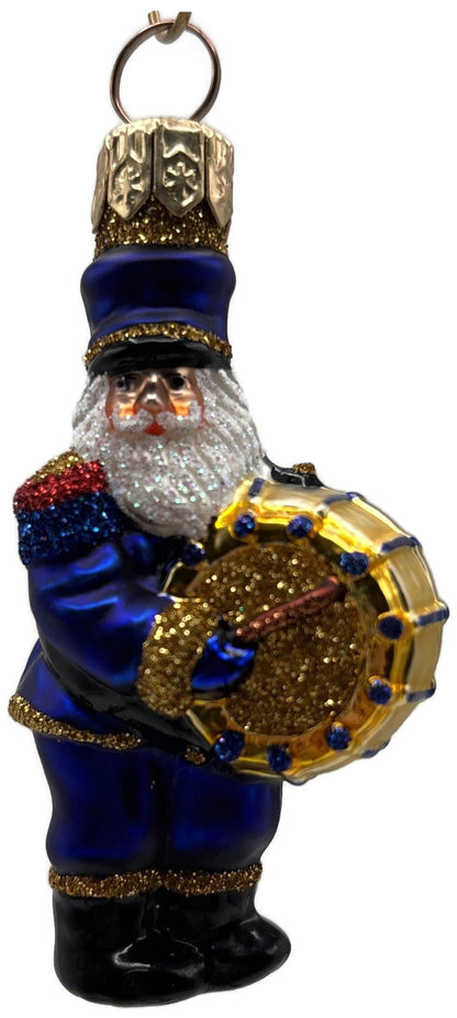 Patricia Breen Drummer Santa Claus Blue Gold Musical Christmas Ornament 21450