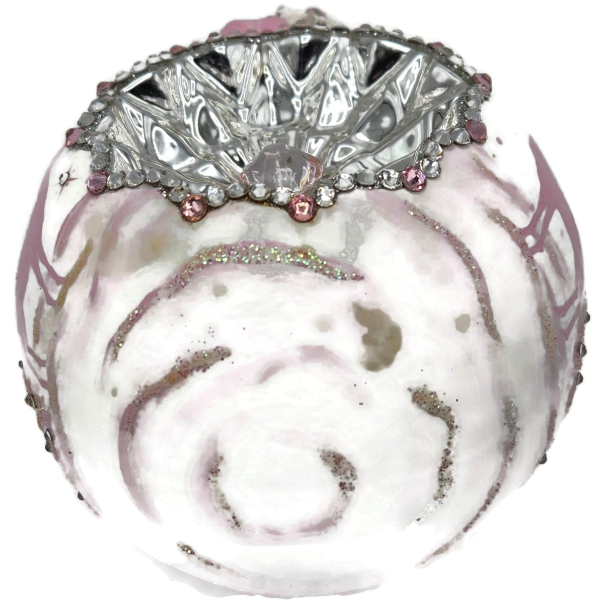 Patricia Breen Glorious Pink Reflector White Snowflakes Christmas Ornament 333311