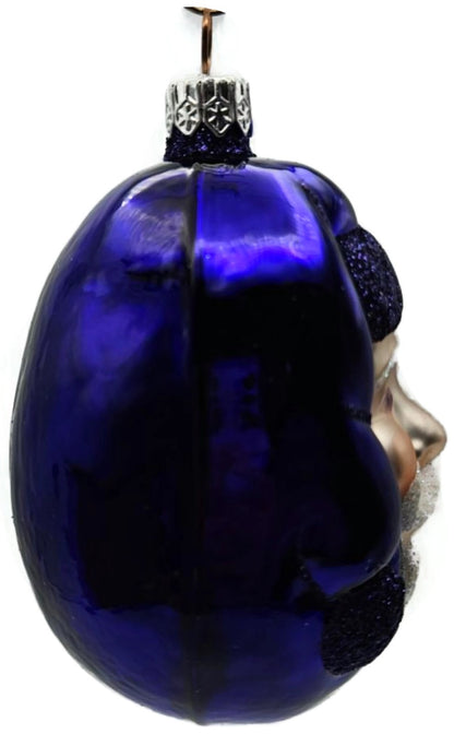 Patricia Breen Jelly Bean Santa Head Purple Shiny Christmas Tree Ornament 99163