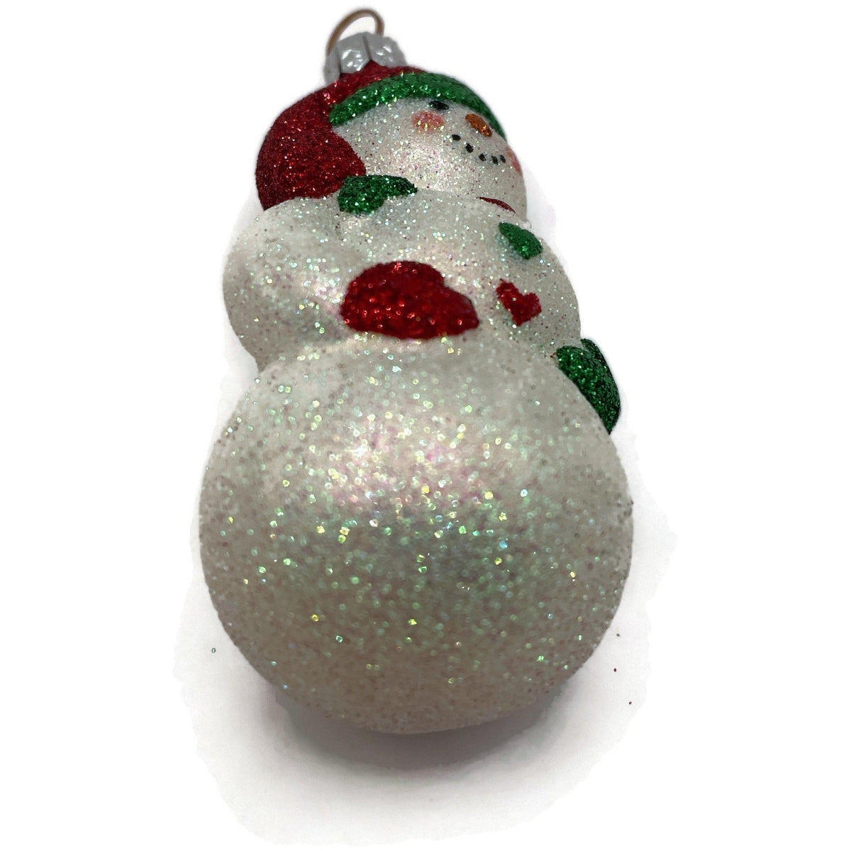Patricia Breen Loving Snowman Green Red Hearts Glittered Christmas Ornament 21142