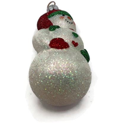 Patricia Breen Loving Snowman Green Red Hearts Glittered Christmas Ornament 21142