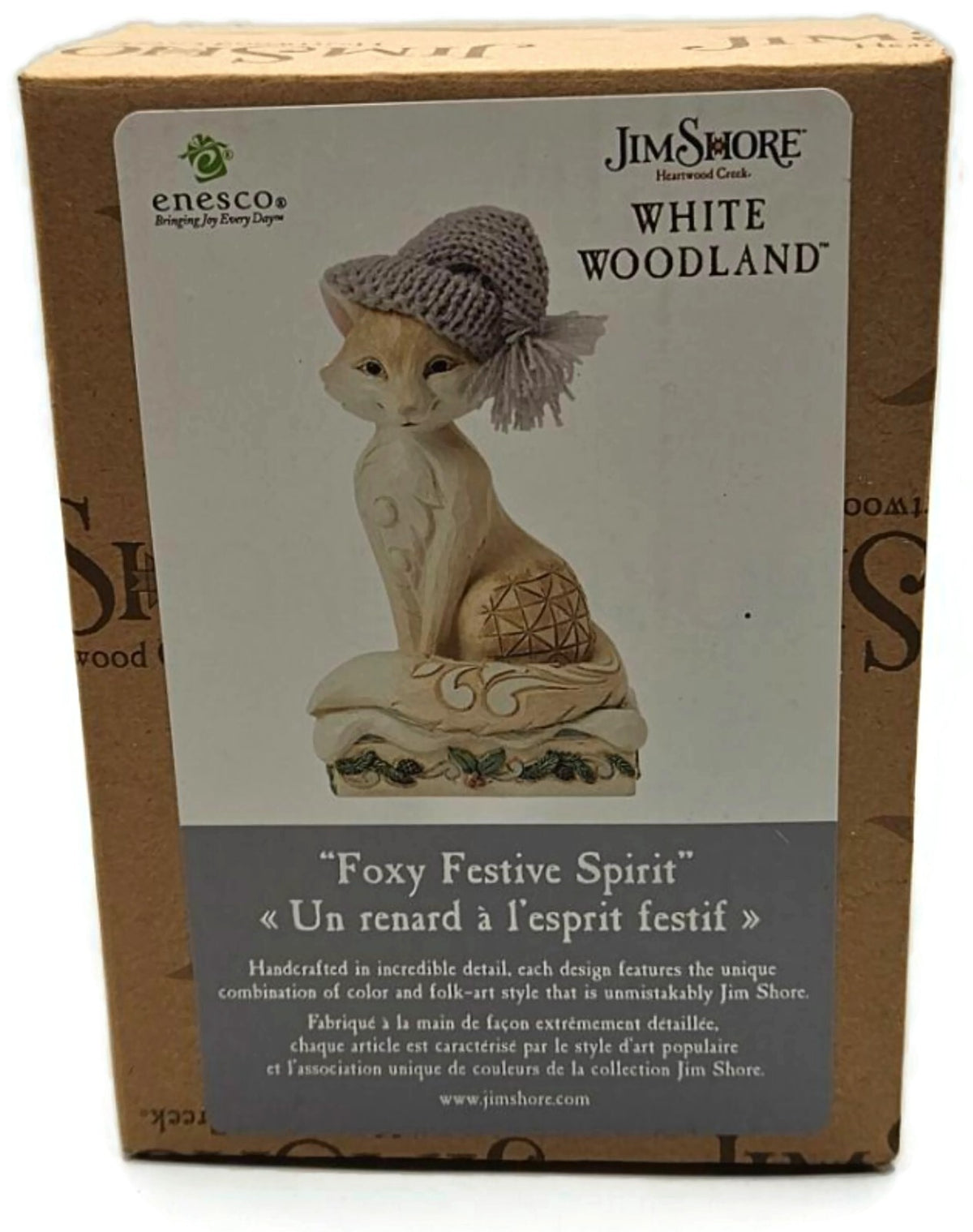 Jim Shore White Woodland Foxy Festive Spirit Fox Knit Hat Christmas Figurine10