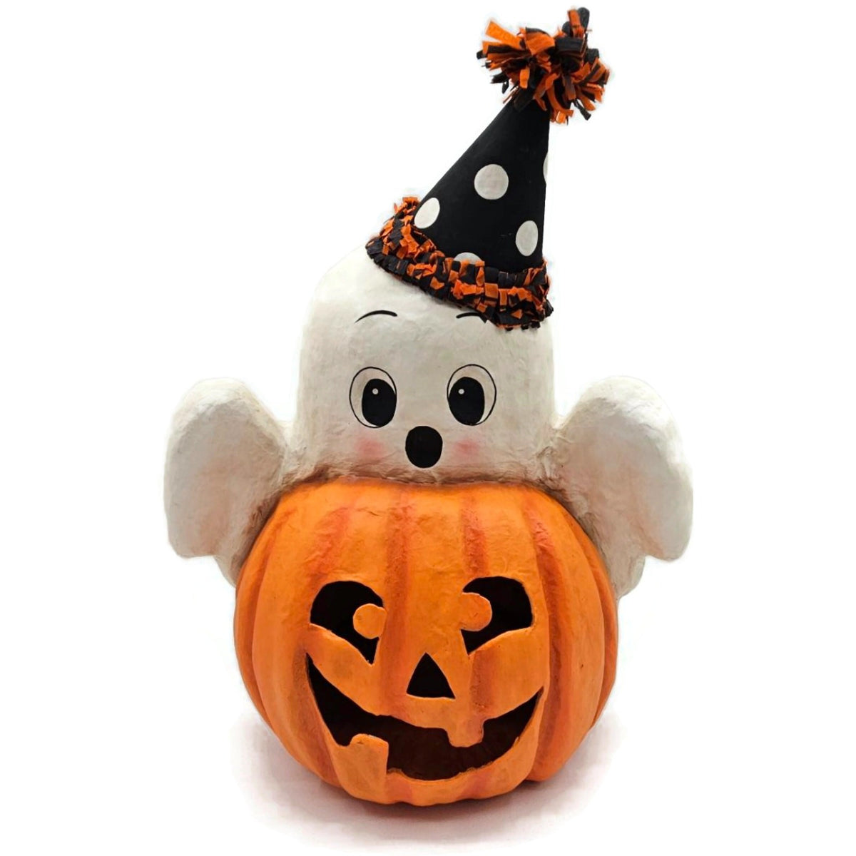 Bethany Lowe Ghost Boo Jack o lantern Halloween Paper Mache Table Top Decor0
