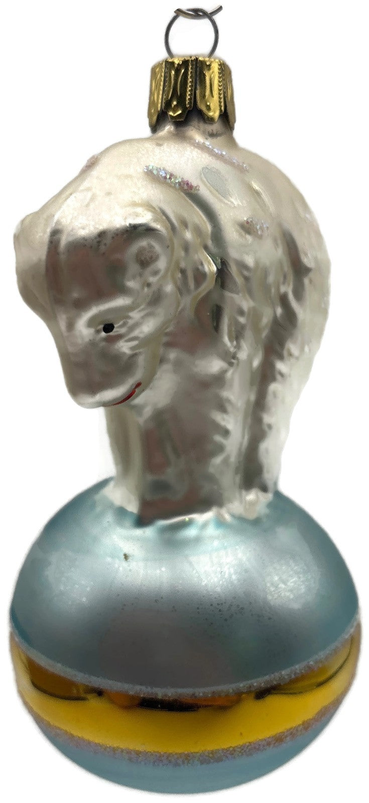 Christopher Radko Polar Bear Blue Ball Glass Christmas Tree Ornament 92 184 06