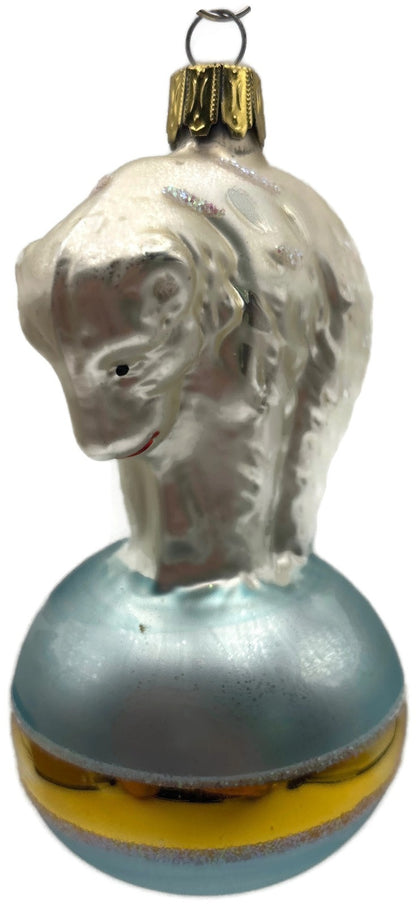 Christopher Radko Polar Bear Blue Ball Glass Christmas Tree Ornament 92 184 06