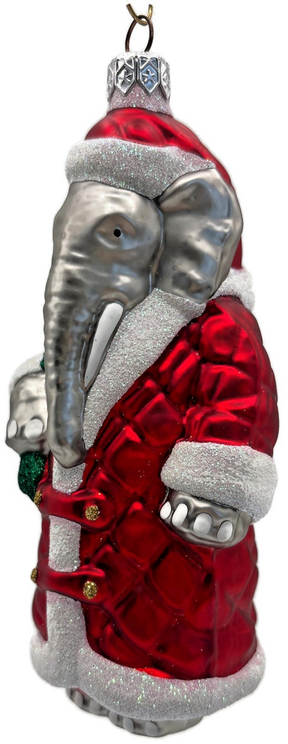 Patricia Breen Christmas at the Zoo Glittered Bag Elephant Santa Ornament 97081