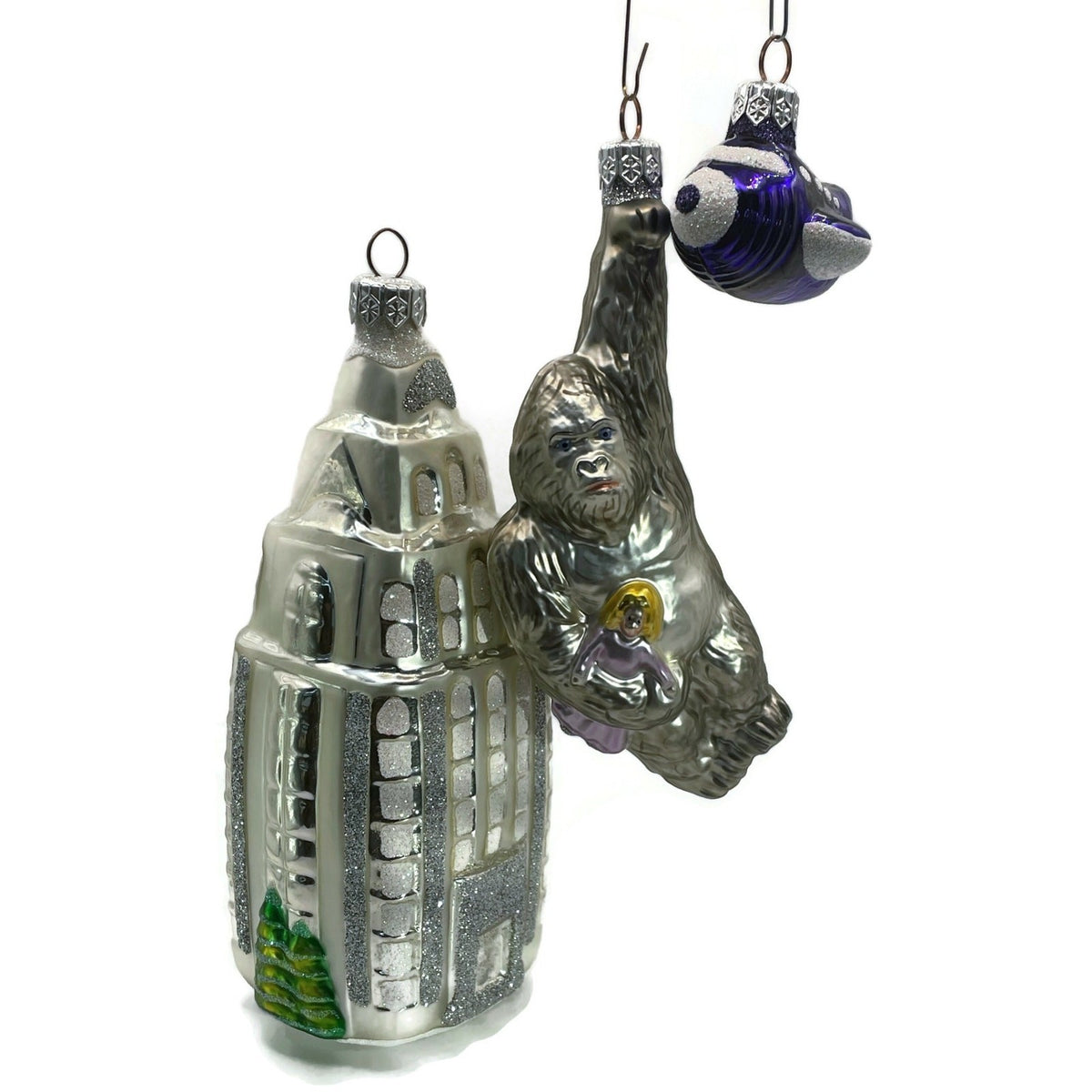 Patricia Breen Manhattan Ape Pearl Purple Plane 2 Part Christmas Ornament 982815