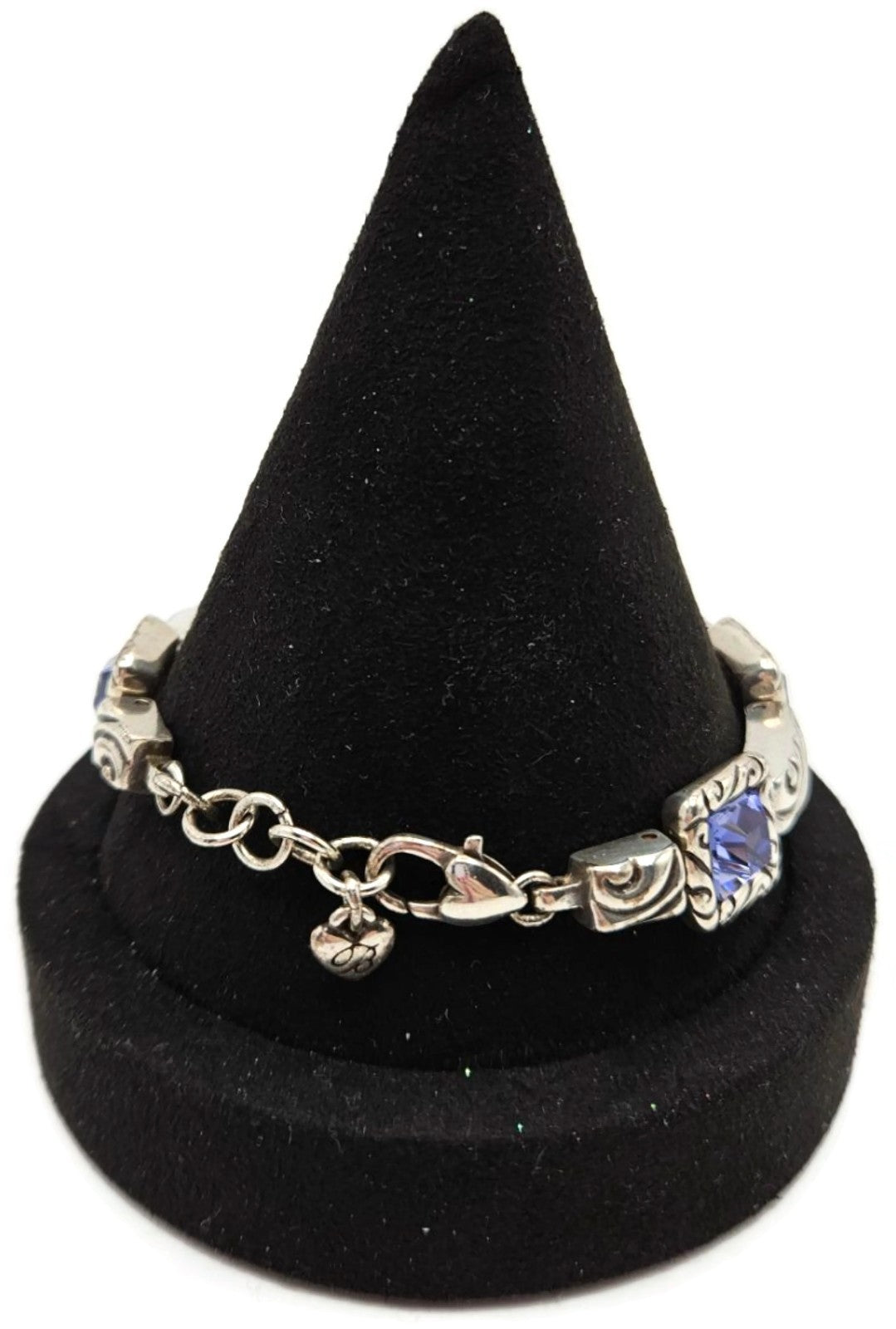 Brighton Regina Purple Amethyst Swarovski Crystal Silver Plated Heart Bracelet4