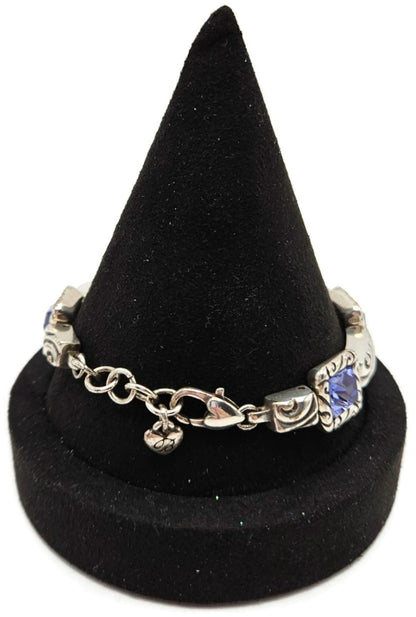 Brighton Regina Purple Amethyst Swarovski Crystal Silver Plated Heart Bracelet4